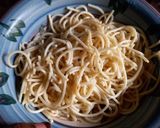 A picture of step 1 of Spaghetti in egg sauce.