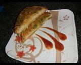 A picture of step 5 of Besan bread toast.