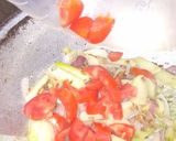 A picture of step 5 of Green Onions Potato Tomato Sabji.