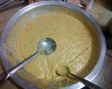 A picture of step 3 of Besan k dahi baray.