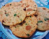 A picture of step 1 of Paneer, cheesy methi kachori.