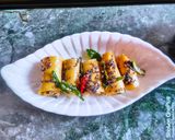A picture of step 4 of Khandvi.