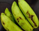 A picture of step 1 of Nendran raw banana sabji.