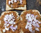 A picture of step 2 of Left over Pav bhaji cheese toast.