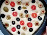 Olives cherry tomatoes Focaccia