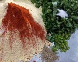 A picture of step 1 of Makki & mulli ke patte ka paratha (radish leaves).