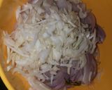 A picture of step 1 of Bhajiya kanda bhaji.