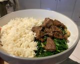 Foto langkah ke 5 dari resep Tumis Bayam Daging Sapi Teriyaki.