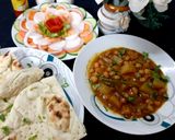 A picture of step 4 of Chana Aalu ka salan and Roti.