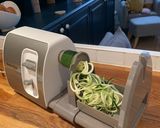 A picture of step 1 of Courgetti with pesto and green beans.