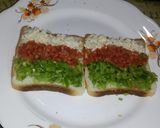 A picture of step 2 of Rainbow grilled sandwich.