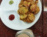 A picture of step 4 of Maaru fritters with tomato carrot salsa.