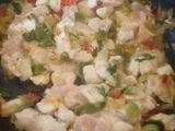 Canastitas de calabaza y pollo, con arroz con queso