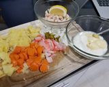 A picture of step 2 of Light Russian salad with prawns.
