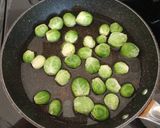 A picture of step 3 of Carmelized Bacon Brussel Sprouts.