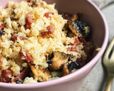 Foto del paso 2 de la receta: Receta de arroz de coliflor con champiñones y jamón