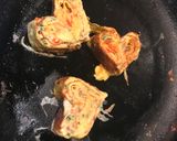 A picture of step 5 of Heart shaped Korean rolled omlette canapé.