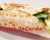 Foto del paso 7 de la receta: Tortita rellena de solomillo, aguacate y canónigos