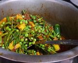 A picture of step 5 of Freanch Beans and Aloo Mater Ki Sabzi.