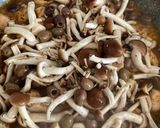 Foto del passaggio 2 della ricetta Spezzatino di pollo funghi pioppini olive e noci con polenta