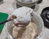 A picture of step 4 of Coconut Banana peanut butter smoothie bowl for breakfast.