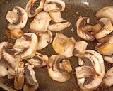 A picture of step 3 of Penne ai funghi (Penne in Mushroom Sauce).