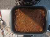 Pastel de carne, puré de boñatos y papas