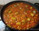 A picture of step 3 of Valencian Paella with Blood Sausage.
