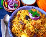 A picture of step 7 of Hyderabadi Soya Biryani.