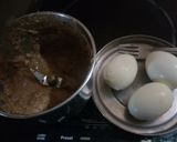 A picture of step 1 of Egg Biriyani, cauliflor chilli,potato fried with Badam Drink.