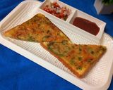A picture of step 3 of Basil semolina toast.