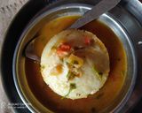 A picture of step 7 of Idli sambhar with chutney.
