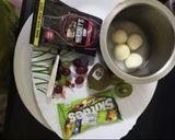 A picture of step 2 of Rasgulla with fruits.