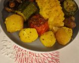عکس مرحله 7 از دستور ماهی سالمون و سبزیجات تنوری 🍣🍄‍🟫🥒🥔🍅🥦