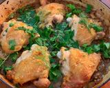 A picture of step 13 of Crispy braised chicken thighs with olives, lemon and fennel.