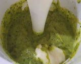 A picture of step 4 of Blue Gnocchi with Zucchini Pesto and Stracchino Cheese.