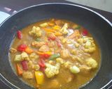 A picture of step 5 of Chicken veg manchurian with rice.