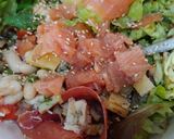 Foto del paso 6 de la receta: Ensalada tibia de Salmón, alubias y queso salsa roquefort