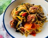 รูปขั้นตอนการทำที่ 5 ของ Oven Roasted Veg Pasta w/t Veg-Pork oat ball🥕🌶️🍝(พาสต้าผักย่างลูกชิ้นหมูโอ้ต)🍝🍆🫑🫚🧄