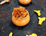 A picture of step 8 of Haldi ka Aachar (fresh turmeric pickle).