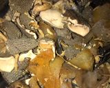 A picture of step 3 of Ogbono soup with white amala.