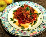 A picture of step 7 of Eggplant with sweet peppers in tomato.