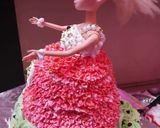 A picture of step 7 of Barbie doll cake.