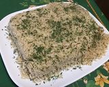 A picture of step 6 of Brown Basmati Rice with Capon Broth, Mozzarella Sauce, and Cilantro.