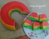 Foto langkah ke 4 dari resep Rainbow cake kukus mudah dan praktis.