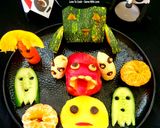 A picture of step 3 of Halloween Ghost Monster In Spooky Characters In Salad Fruit Platter.