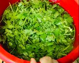 A picture of step 1 of Lockdown tips to store coriander leaves.