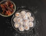 A picture of step 6 of Khajoor coconut peda.