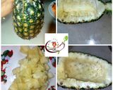 A picture of step 11 of Pineapple Fried Rice with peppered chicken and fried plantain.