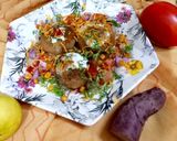 A picture of step 8 of Sweet Potato Tikki Chaat.